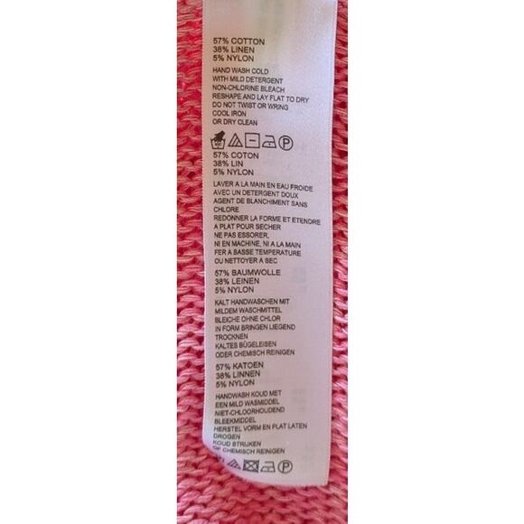 Tommy Bahama Sweater XS Pink White Heathered Chunky Knit Oversized Short Sleeve - Picture 9 of 9